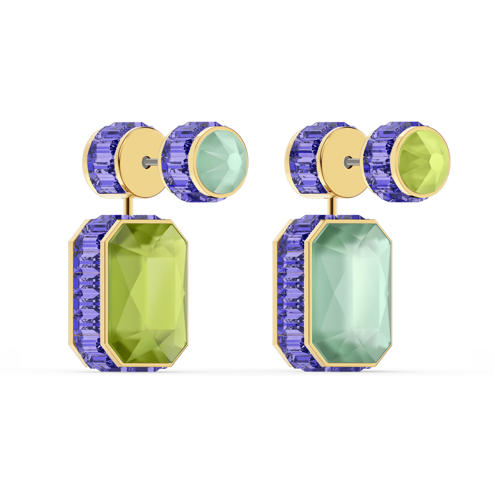 Buy Swarovski Orbita earrings, Asymmetrical, Octagon cut crystals, Multicolored, Gold-tone